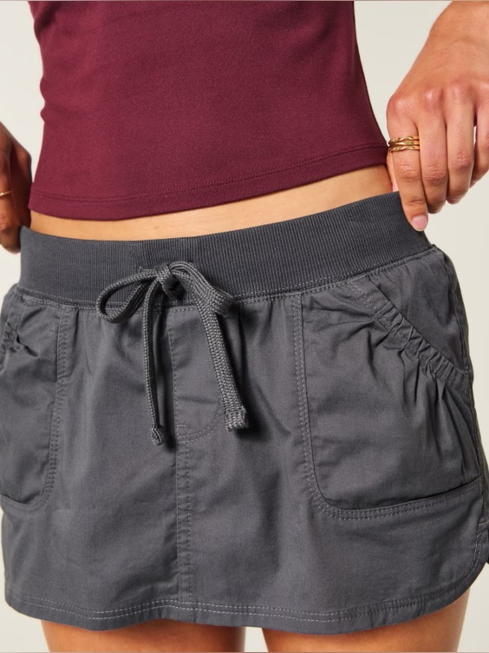 Hollister Charcoal Gray Drawstring Skort Shorts